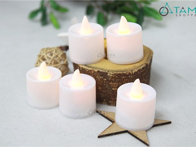 Set 5 nến điện tử trang trí ánh sáng vàng ấm cao 5cm NEN-DT-04